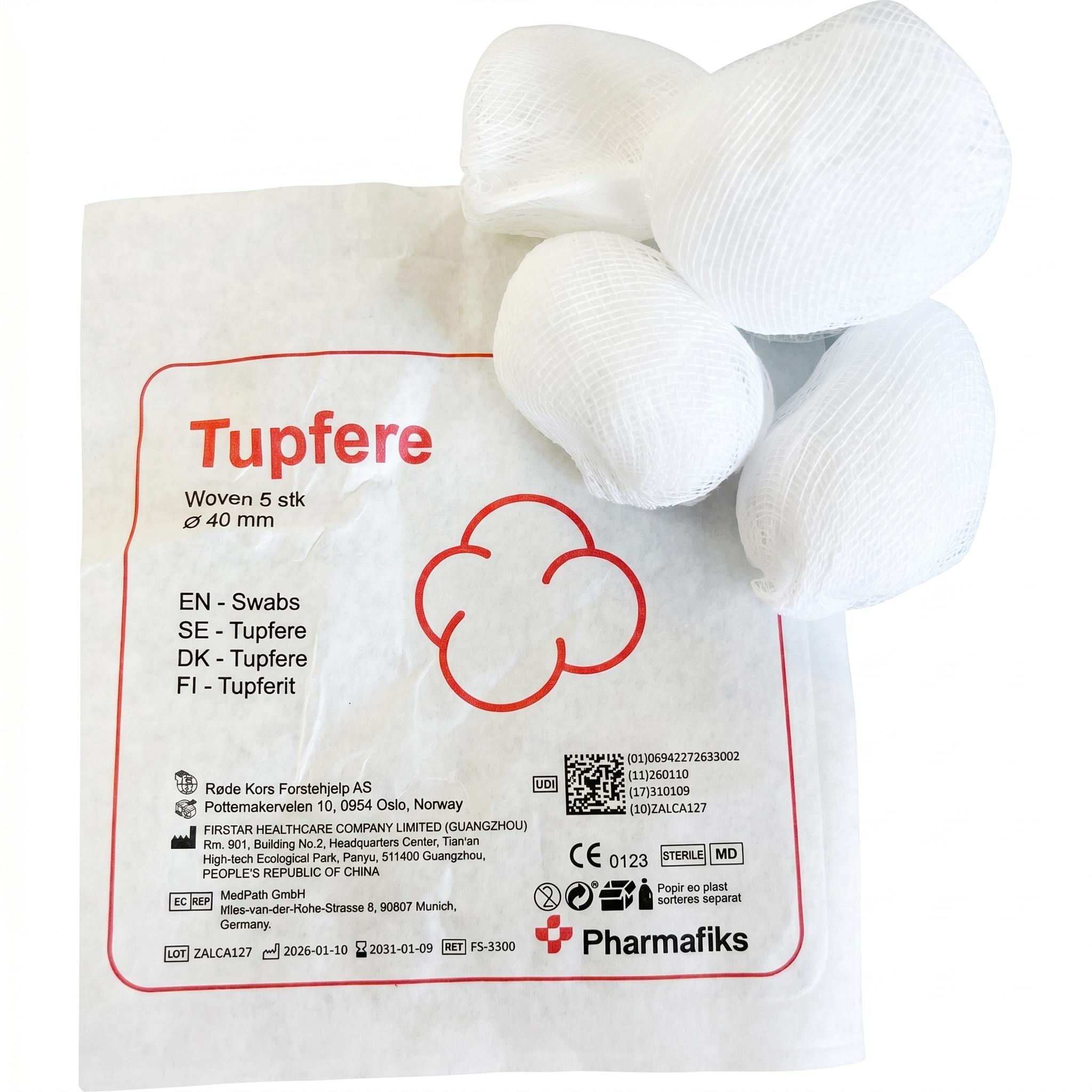 FM803098 Pharmafiks tupfer woven 3040 sterile pakke à 5
