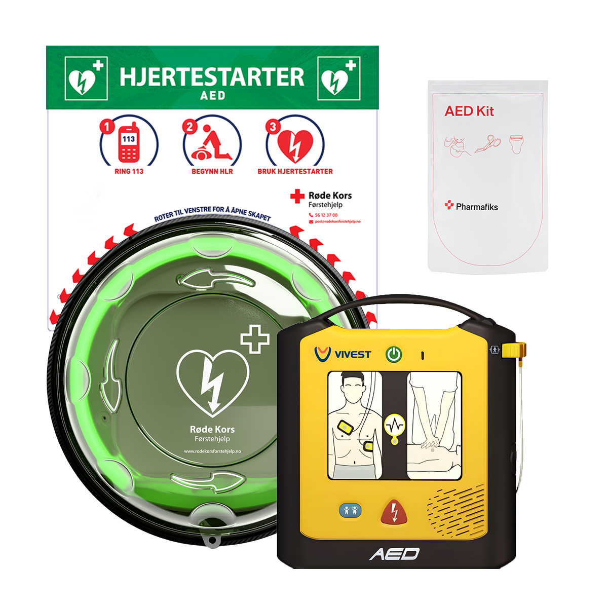 Powerheart G5 utendørs hjertestarterpakke komplett - Røde Kors